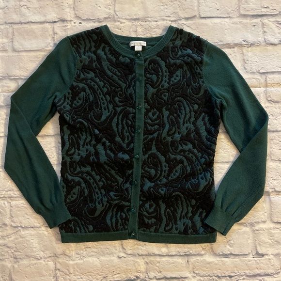 New York & Company Sweaters - New York & Company Emerald Green and Black Cardigan GUC